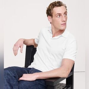 Banana Republic Men's White Organic Cotton Pique Polo Short Sleeve. Size M EUC